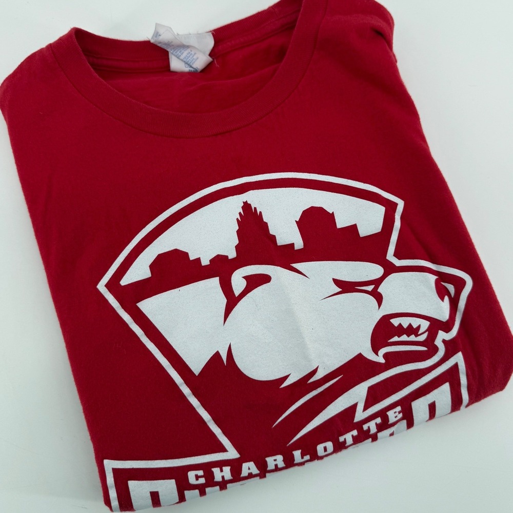 Charlotte Checkers‎ Hockey Youth Large Red Short Sleeve Graphic T-Shirt Gildan